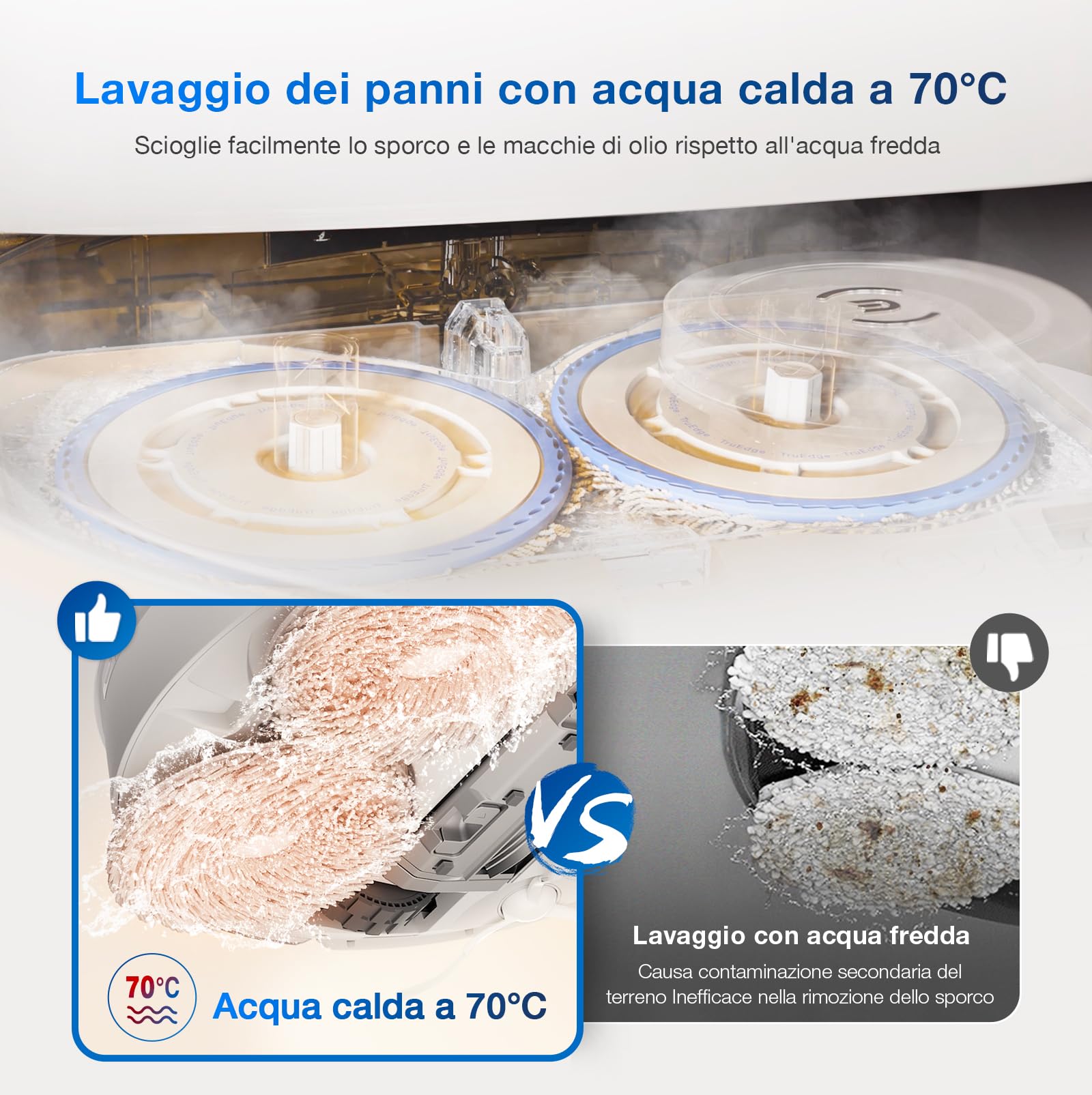 ECOVACS DEEBOT T30 PRO OMNI Robot Aspirapolvere Lavapavimenti con Mini Stazione Automatica Autopulente, Pulizia adattiva dei Bordi TruEdge, Spazzola Antigroviglio, 11000 PA, Lavaggio acqua calda 70℃