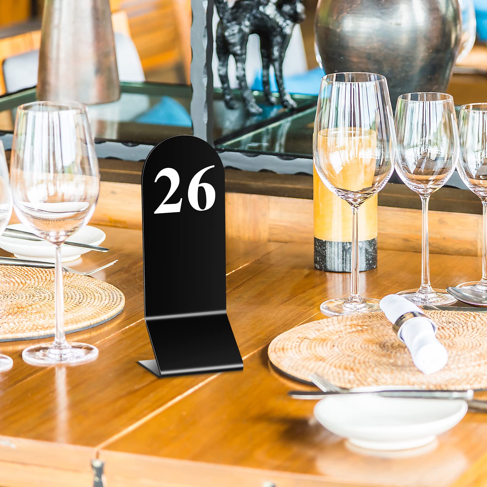 Lot de 50 numéros de table en acrylique double face de 1 à 50 - Numéros de table en acrylique - Noir - Pour numéros de table de mariage - Pour restaurants et banquets - 5,9 x 16,3 cm