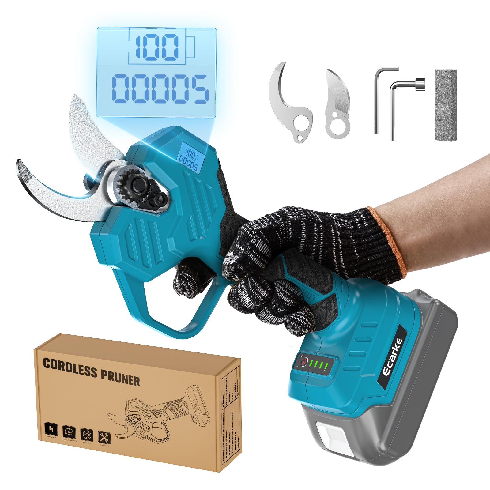 Ecarke Akku-Astschere Professionelle Elektrische Gartenschere kompatibel mit Makita 18V Akku, 40mm Schnittdurchmesser, tragbares Gartenwerkzeug für effizientes Beschneiden – Ohne Akku und Ladegerät