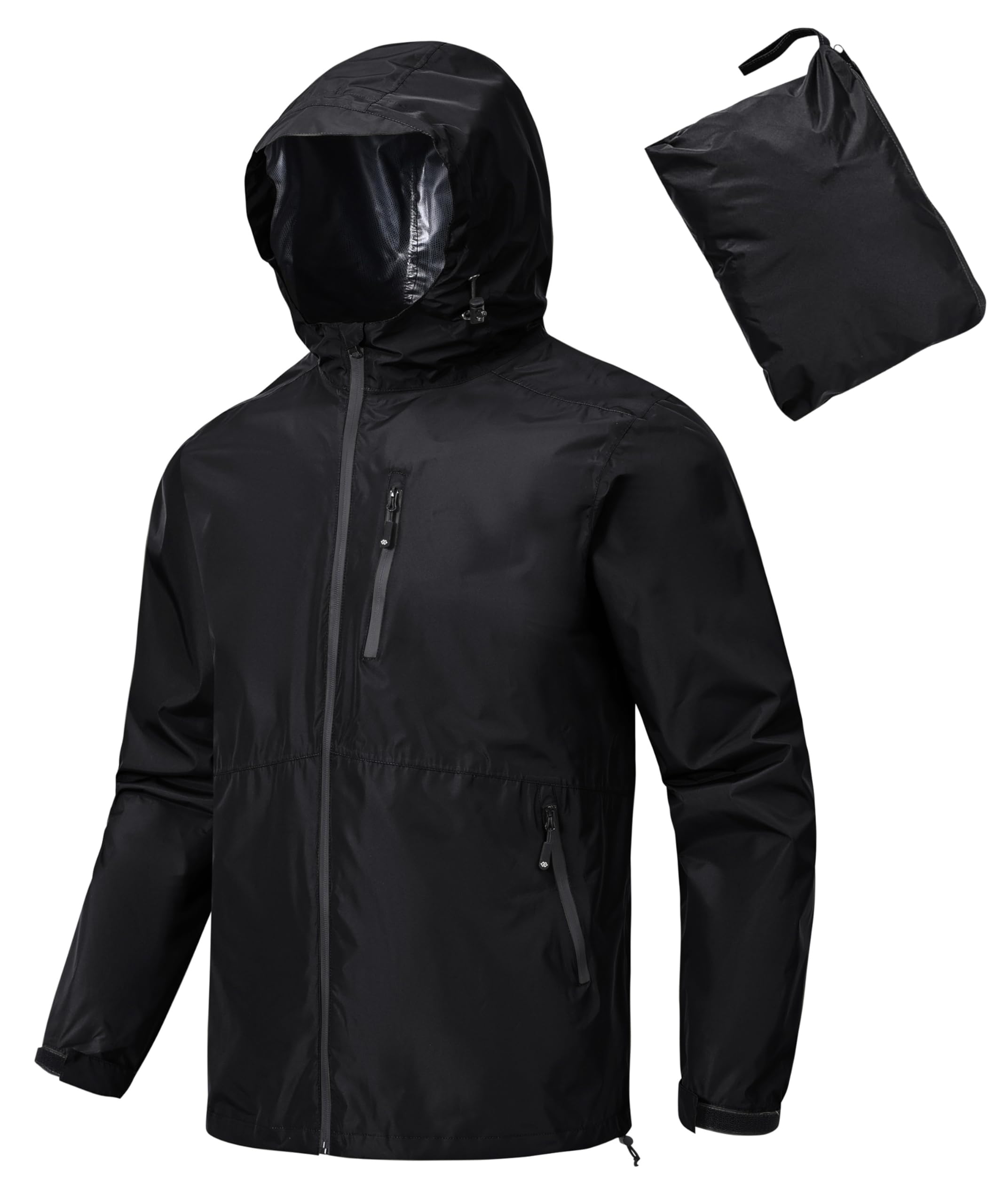 MoFiz Regenjacke Herren Wasserdicht Outdoorjacke Leichte Packbare Windjacke Regenjacke mit Kapuze für Fahrrad, Reisen, Laufen, Wander, Camping, Lässig
