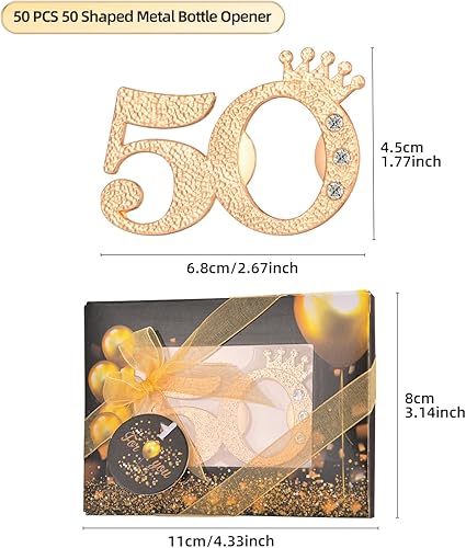 Miniatura 2 de KaGrbves 50 paquetes de 50 abrebotellas para fiestas de cumpleaños número 50, regalos o recuerdos para invitados, 50 aniversario de boda, fiesta
