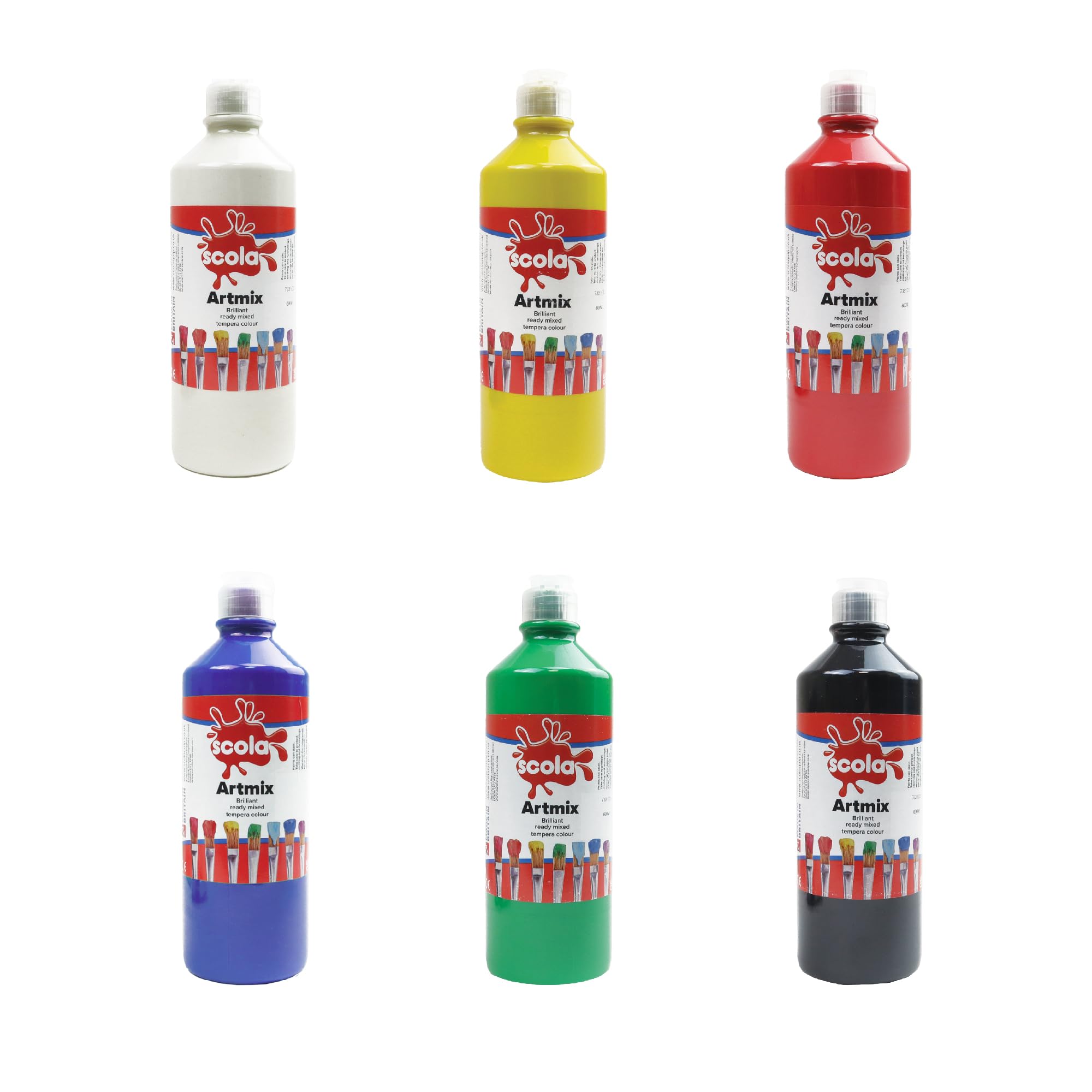 Scola Readymix Water Based Tempera Paint, 6 Ireland