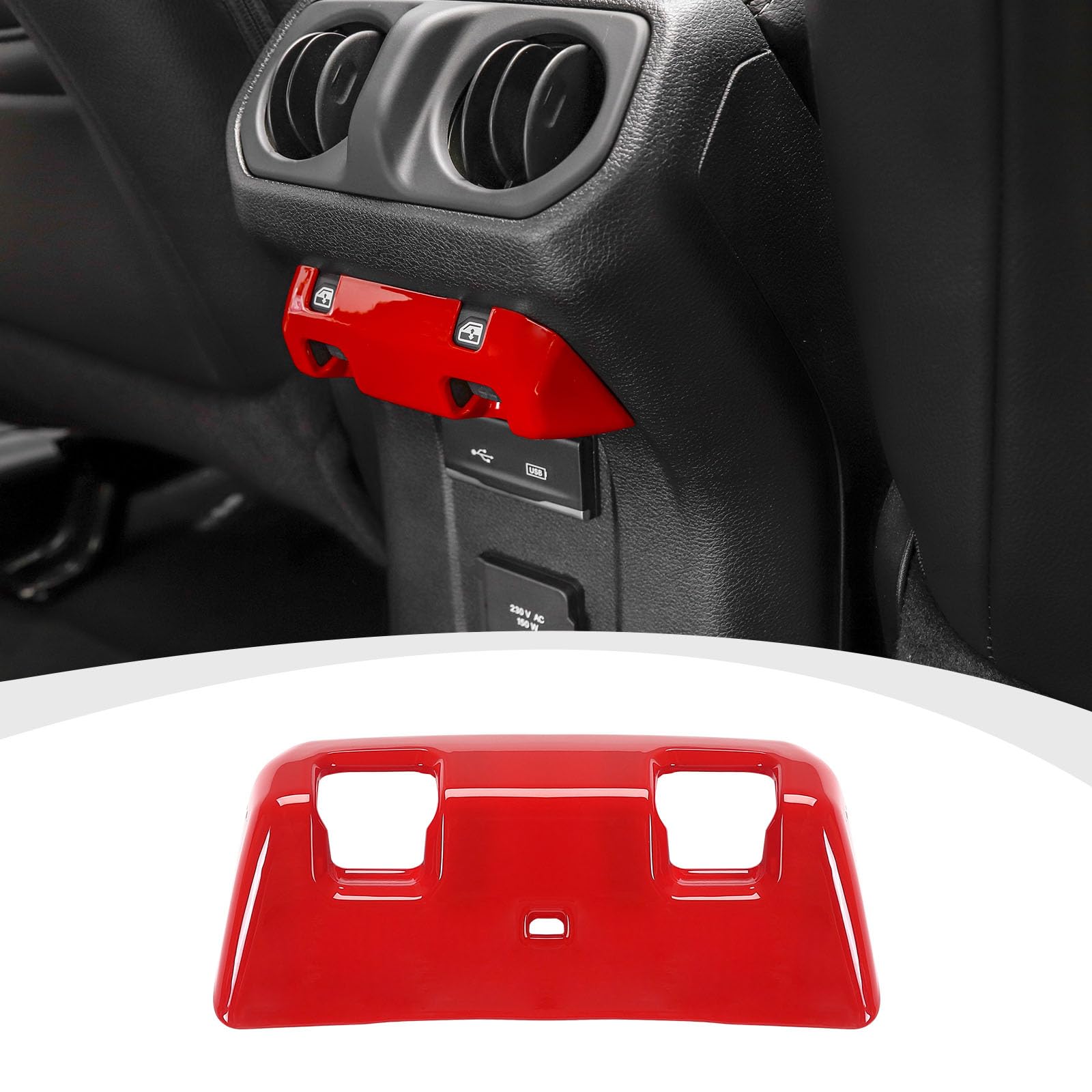 RAZPOY JL Rear Window Switch Panel Trim Cover Compatible with 2018-2023 Jeep Wrangler JL JLU & Gladiator JT, Red