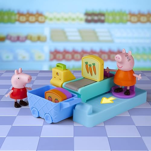 Miniatura 4 de Peppa Pig Peppas Adventures Peppas Supermarket - Juguete preescolar para supermercado de Peppa incluye 2 figuras y 8 accesorios temáticos para