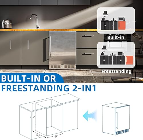 Miniatura 6 de Antarctic Star Refrigerador de bebidas al aire libre de 24 pulgadas de ancho, mini refrigerador de acero inoxidable para 180 latas para bajo