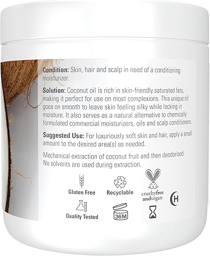 Miniatura 2 de NOW Solutions, aceite de coco, revitalizante naturalmente para la piel y el cabello, hidratante acondicionador, 7 onzas
