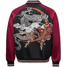 Satin Dragon Embroidery Men Bomber Jacket Vintage Hip Hop Streetwear Full-Zip Windbreaker for Spring Autumn