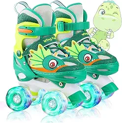 Patins 4 Rodas Infantil com Luzes LED, Ajustável, Design moderno, Rodas de Poliuretano, para Iniciantes, Unisex