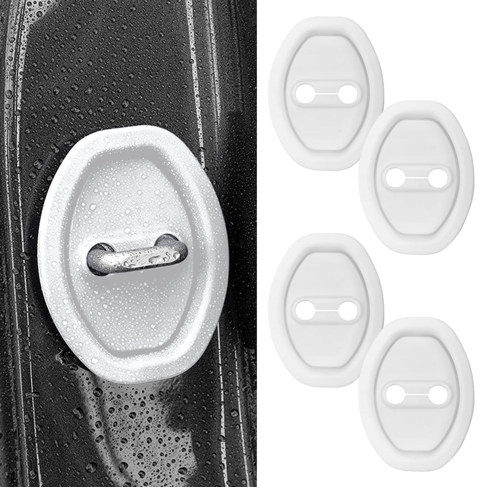 ONEMAJI 4 Pcs Car Door Lock Cover for Citroen Berlingo Vauxhall Combo 2018-2022, Silicone door lock protector Stopper Cover Guard Trim Automotive Accessories,White