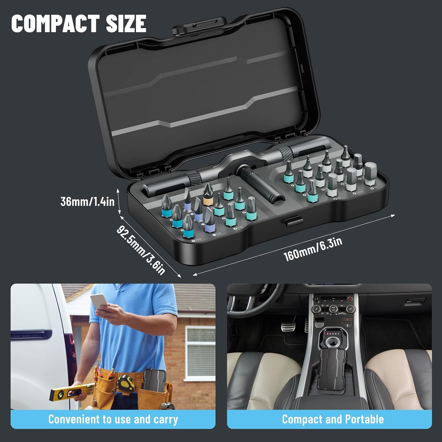 Pilipane DIY Screwdriver 24 in 1, 24 in 1 Magnetic Screwdriver Set, Multi-Purpose 24 In 1 Ratchet Wrench Screwdriver S2 Magnetic Bits with Detachable T Ratchet Handle Repair Tool Kit