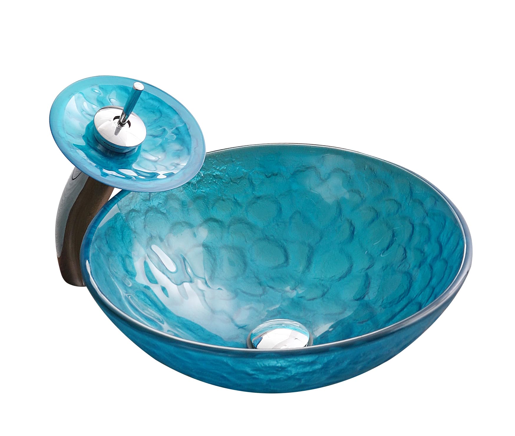 Aioneer Vessel Sink And Faucet Combo, Round Above Counter Vessel Bathroom Sink, Bathroom Vessel Vanity Sink Set, Faucet And Pop-Up Drain Combo