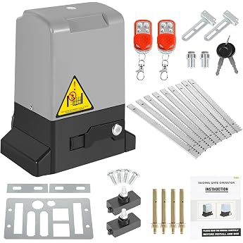 Electric Sliding Gate Opener 370 W Garage Door Drive up to 800 kg 12 m Sliding Gate Yard Gate Drive Remote Control Range 50 m with 2 Remote Controls