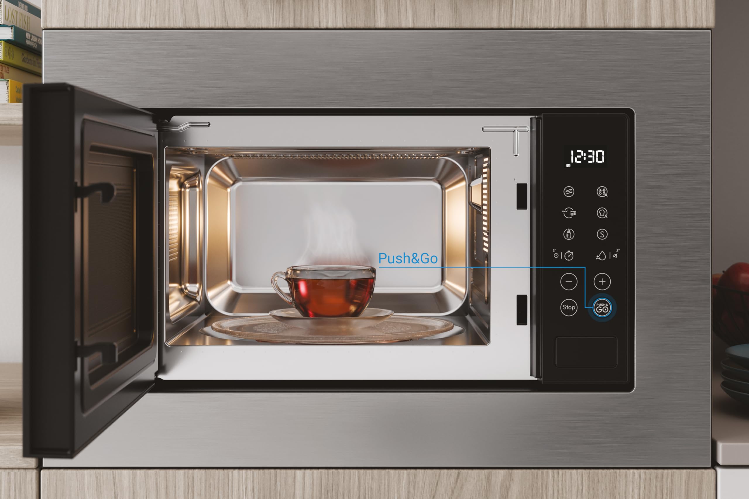 Indesit MWI 120 GX.1 - Microonde Da Incasso Con Grill Da 20L. Potenza Massima Microonde 800W, Potenza Grill 1000W. Sicurezza Bambini, Push And Go, Auto Cook, EasyCleaning 39 x 59,4 x 34,9 cm
