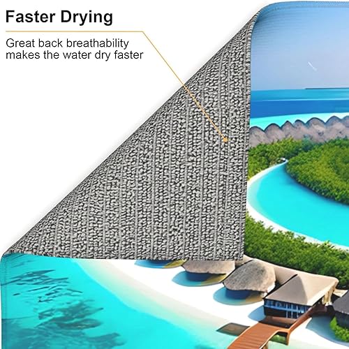 Miniatura 5 de YYHHAOFA Tapete de secado con diseño de paisaje de Maldivas para cocina absorbente de agua, antideslizante, con cordón para colgar 18 x 16 pulgadas