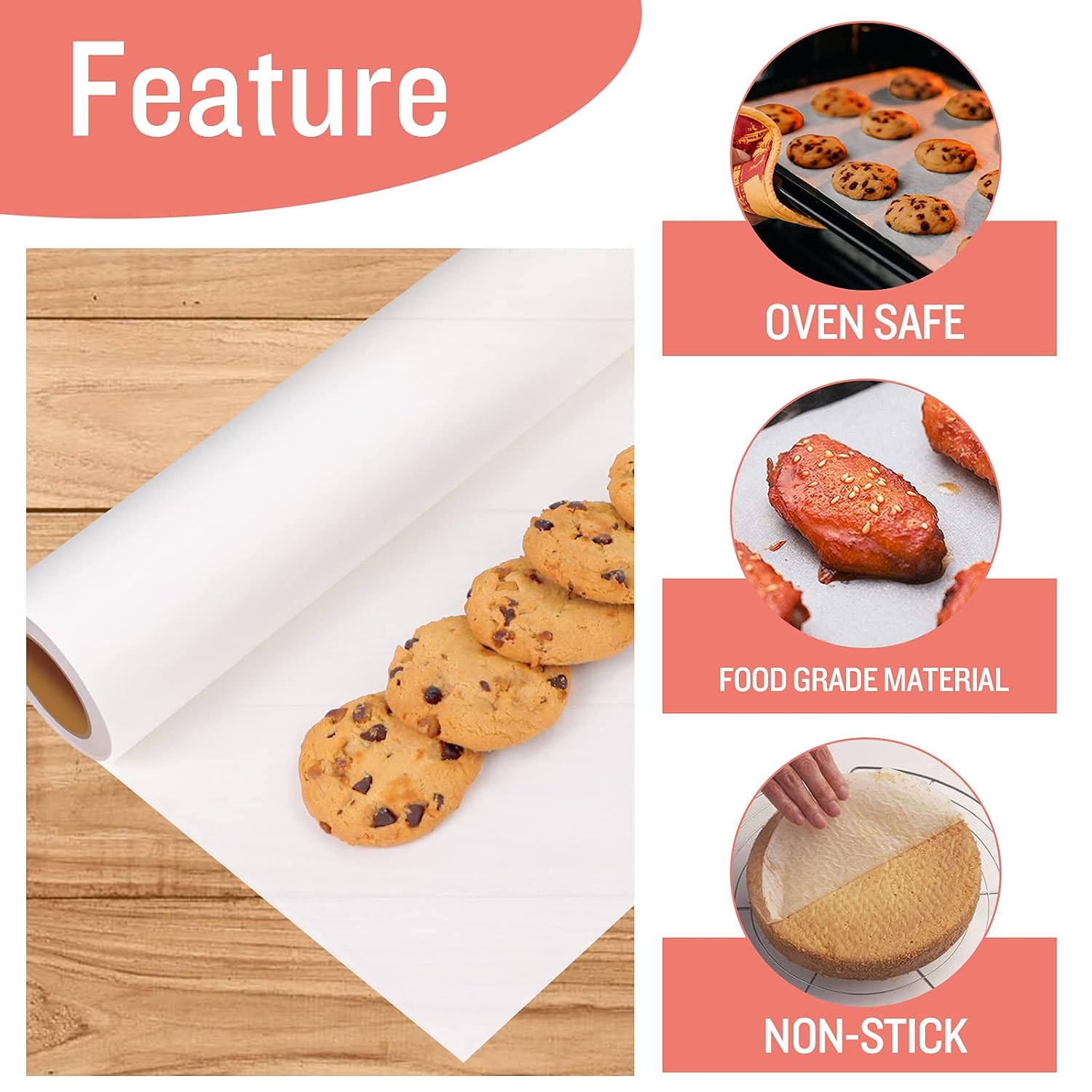YRYM HT Parchment Paper for Baking 13 in x 164 ft - 177 SQ FT Unbleached Parchment Paper Roll, Heavy Duty Baking Parchment Paper for Air Fryer, Oven