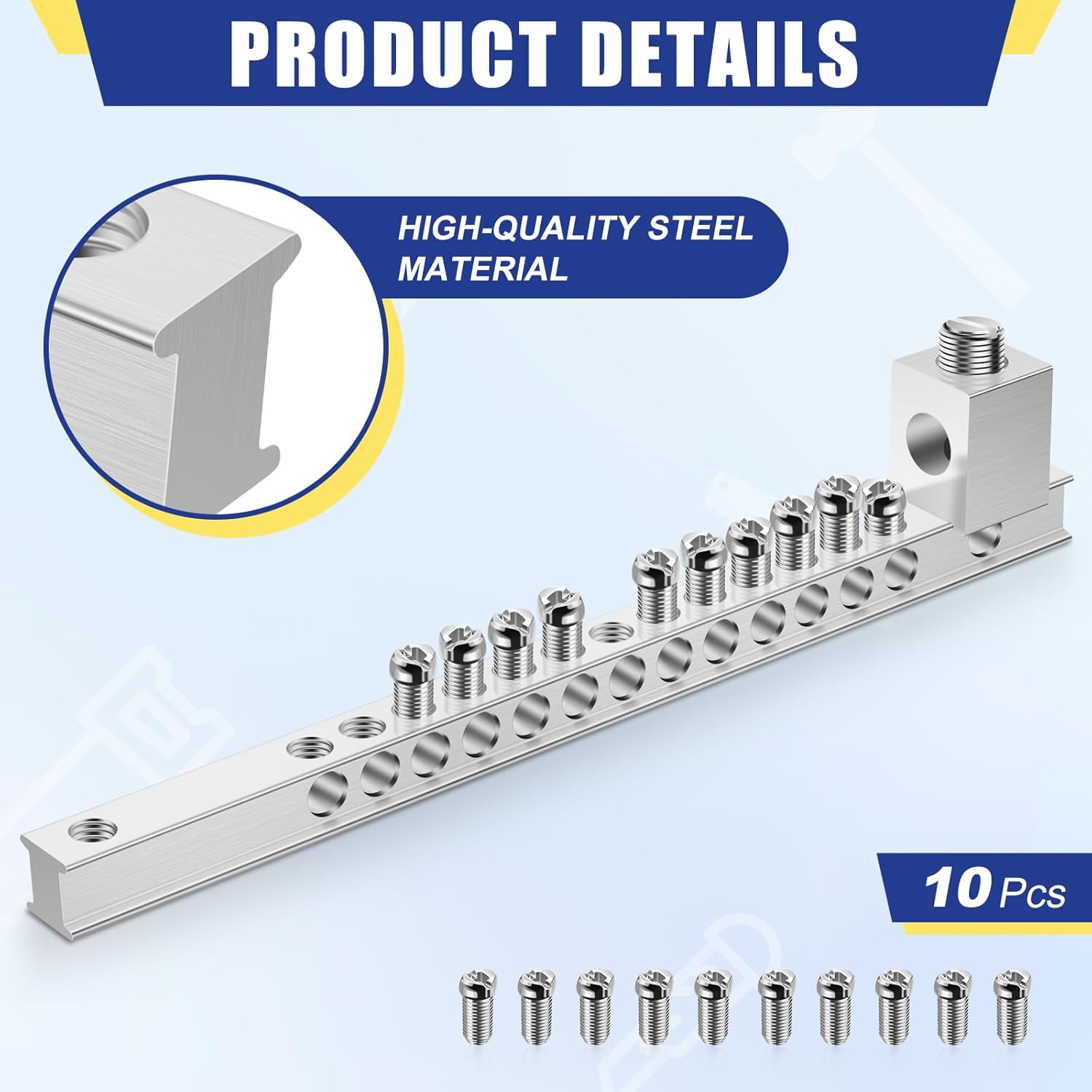 Relaxweex 2 Set Ground Bar Kit with 10 Terminal Positions and Ground Lug Bar Aluminum Grounding Lugs for Electrical Connections