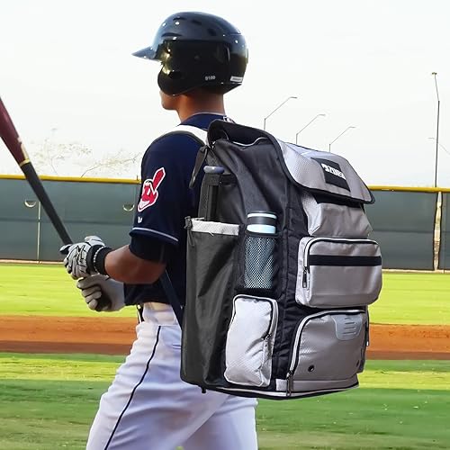 Miniatura 7 de ZOEA Paquete de bates expandible súper grande, mochila de bolsa de bate de béisbol, equipo de T-Ball y softbol y equipo para adultos, gran capacidad