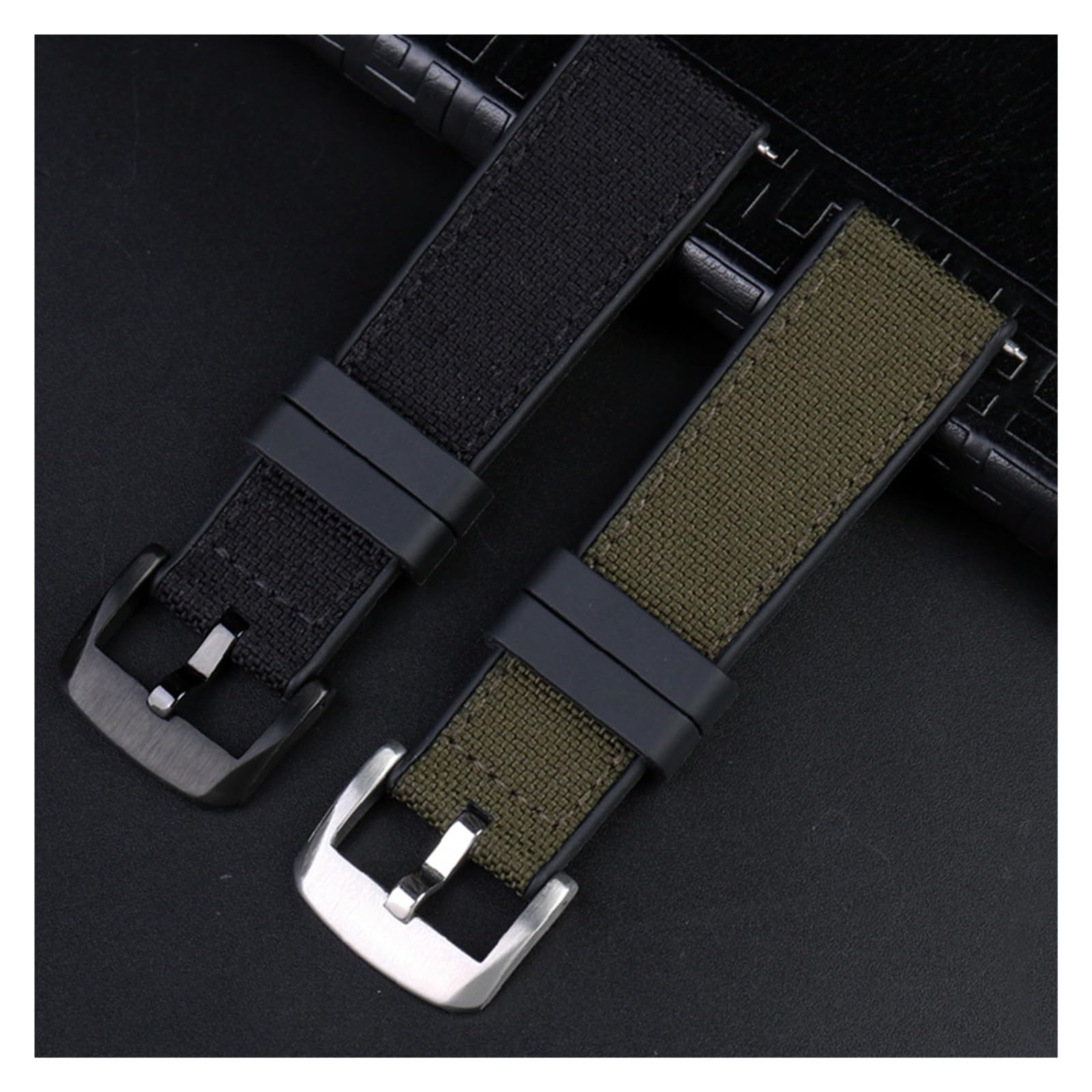 HMFANG Nylon Toile Caoutchouc Montre Bracelet Hommes Silicone Fond Étanche Papillon Boucle Poignet Bande Bracelet Accessoires 20mm 22mm 24mm