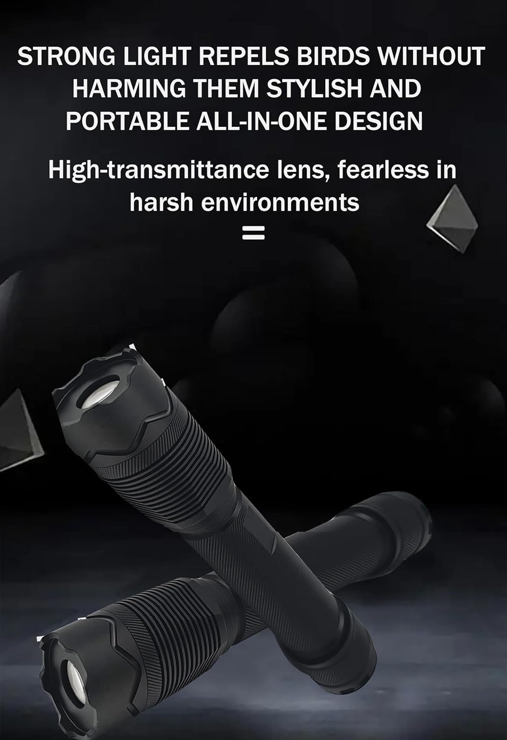 2in1 Bird Chaser Deterrent, Portable Handheld Bird Scare Devices, Adjustable Brightness High/Medium/Low, Customizable Logo, with Protective Cover