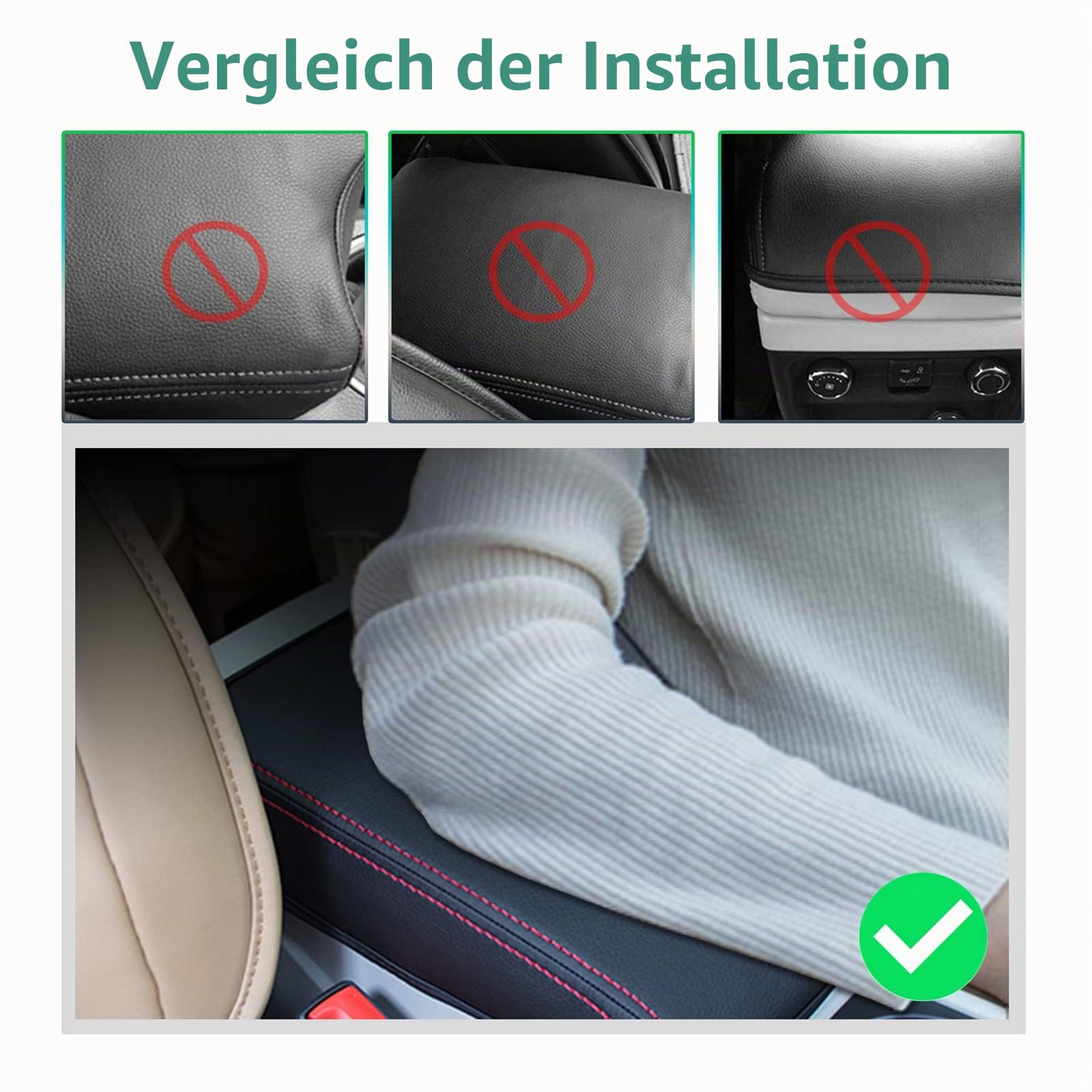 GAFAT Kompatibel mit VW Arteon Passat 2016-2022 2023 Mittelarmlehne Abdeckung, Pasat B8 Variant GTE Alltrack Mittelkonsole Armlehne Schutz Leder Polster (Rot)