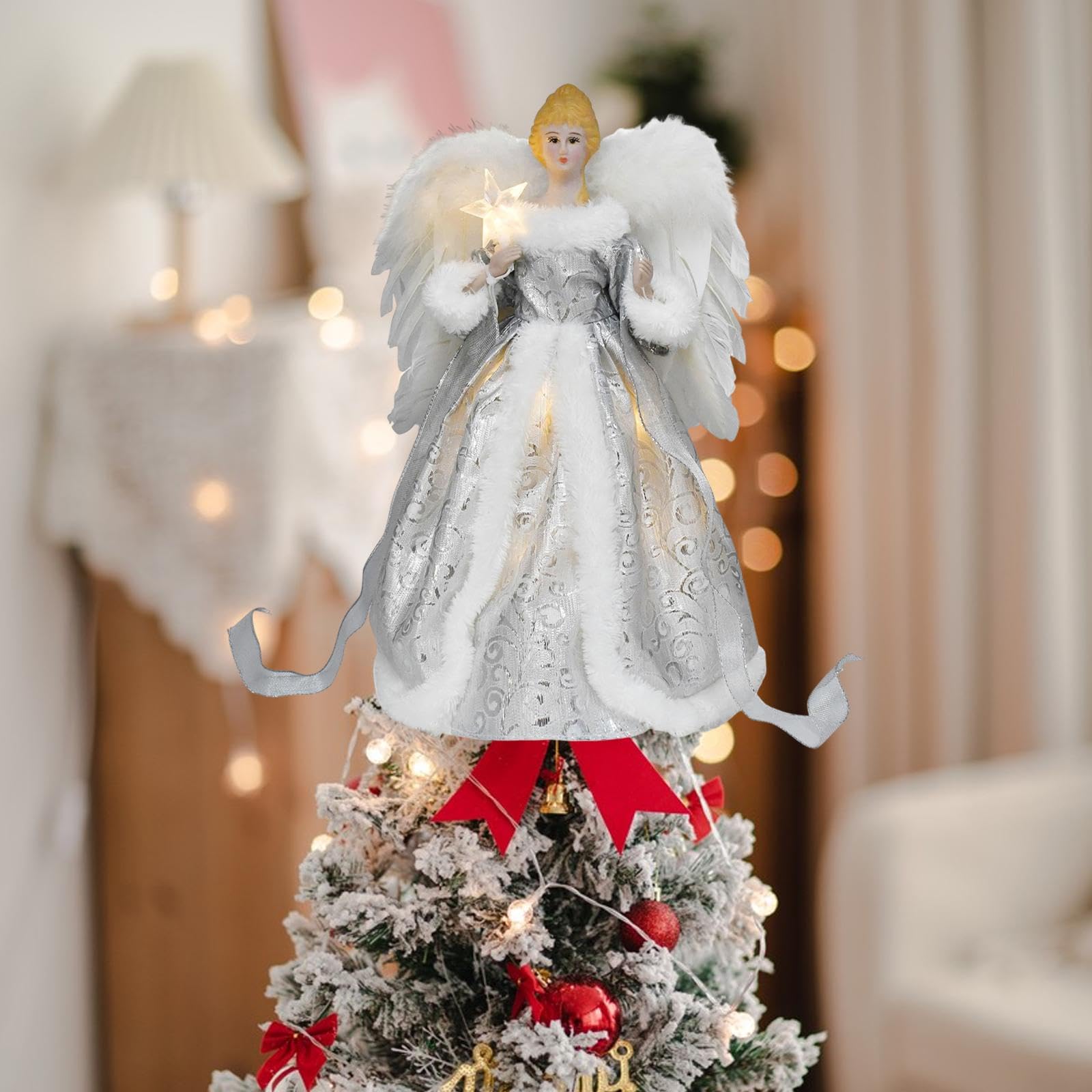 Figura de ángel en, Decoración Navideña Creativa para Fiestas Y Dormitorios.