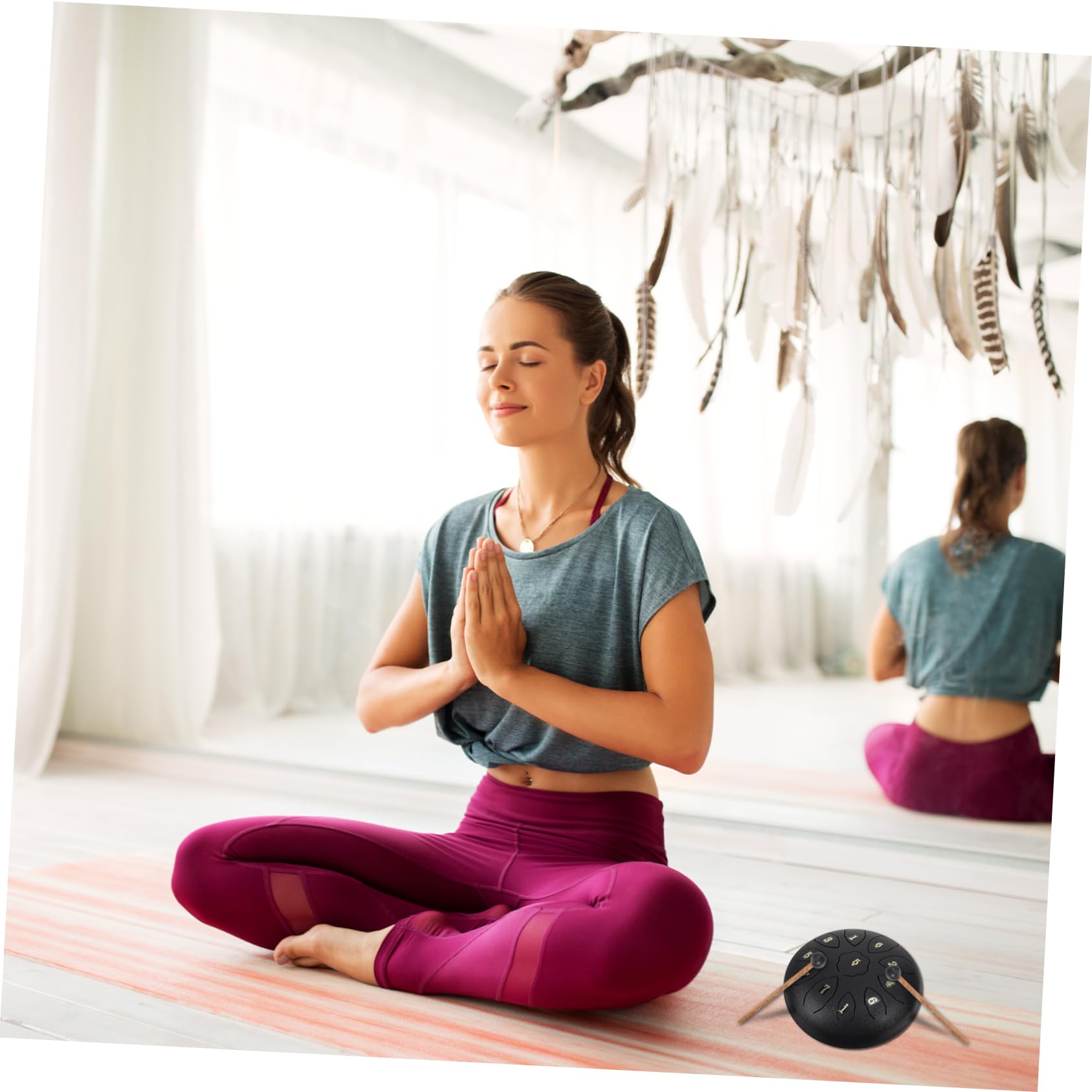 Yardwe 1 Set Carbon Steel Tongue Drum Ethereal Percussion Instrument for Music Enrichment and Meditation for Beginners and Includes Convenient