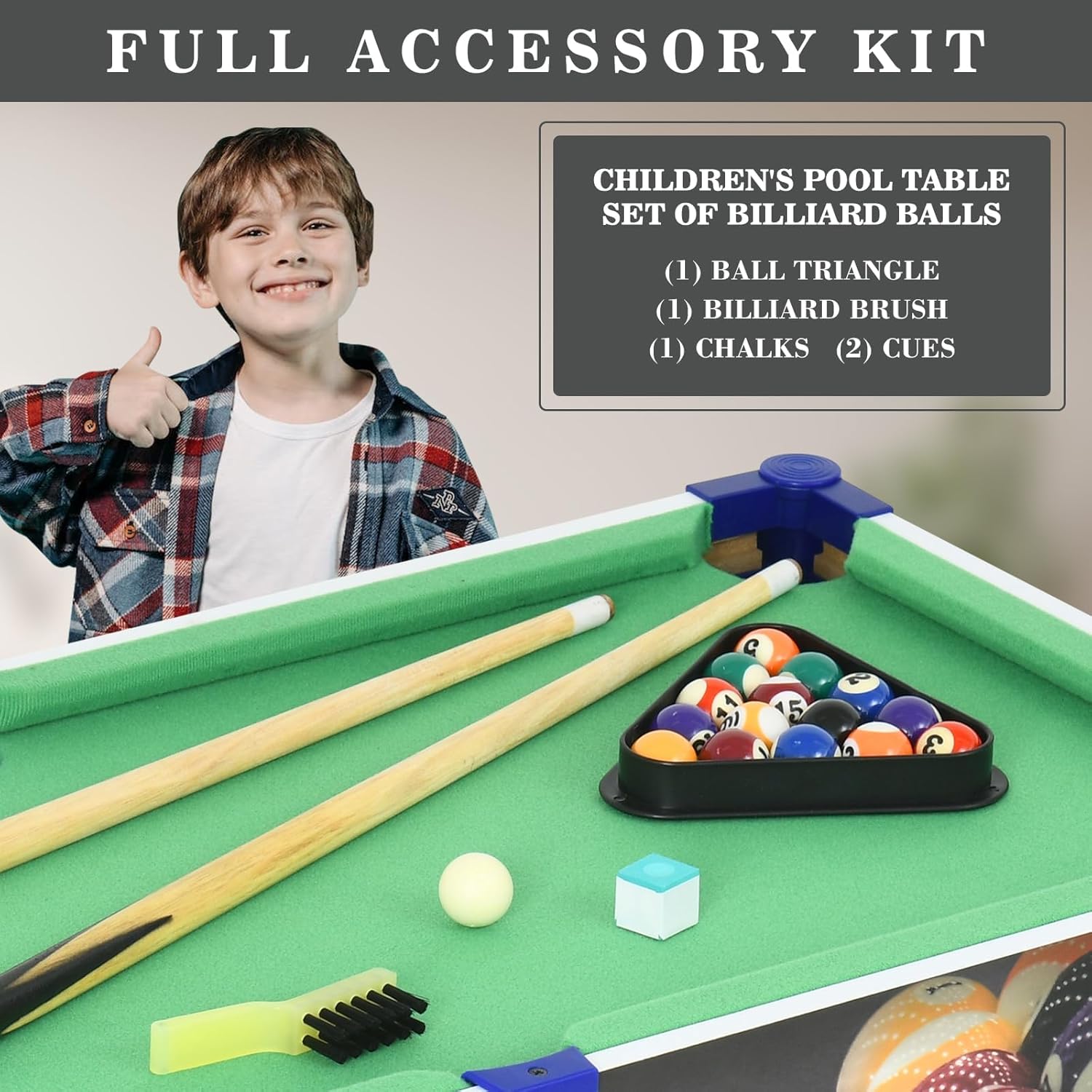 RAYKEEP 32" Mini Pool Table, Removable Portable Billiards Table for Adults, Compact and Space Saving Pool Table with 2 Cues, 16 Balls, Triangle