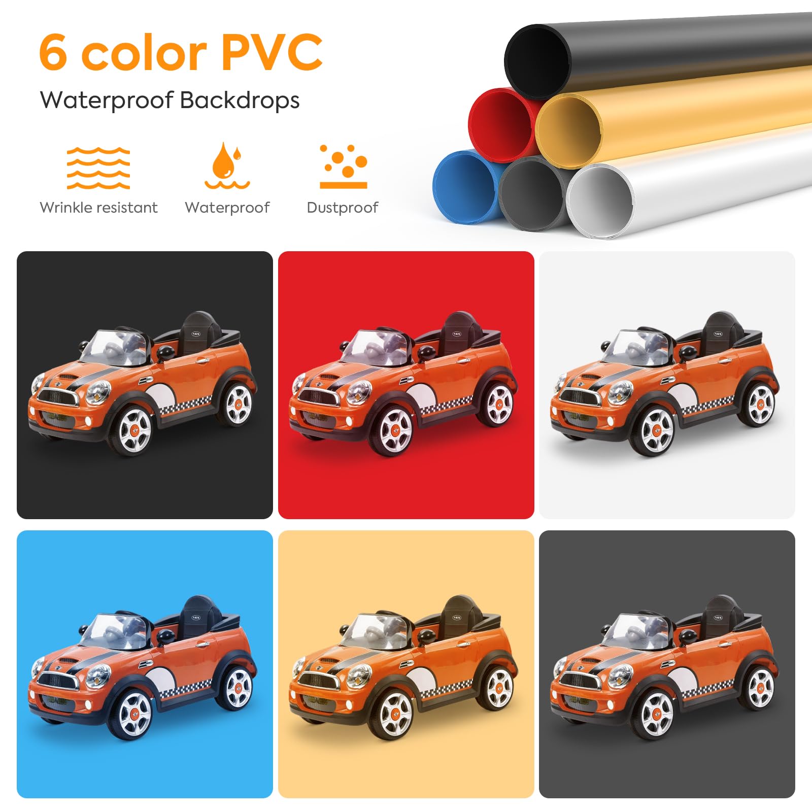 Set di luci per studio fotografico, 80 x 80 x 80 cm, professionale, dimmerabile, con luce LED CRI98, 6 sfondi di colore, multi-angolo per sparare