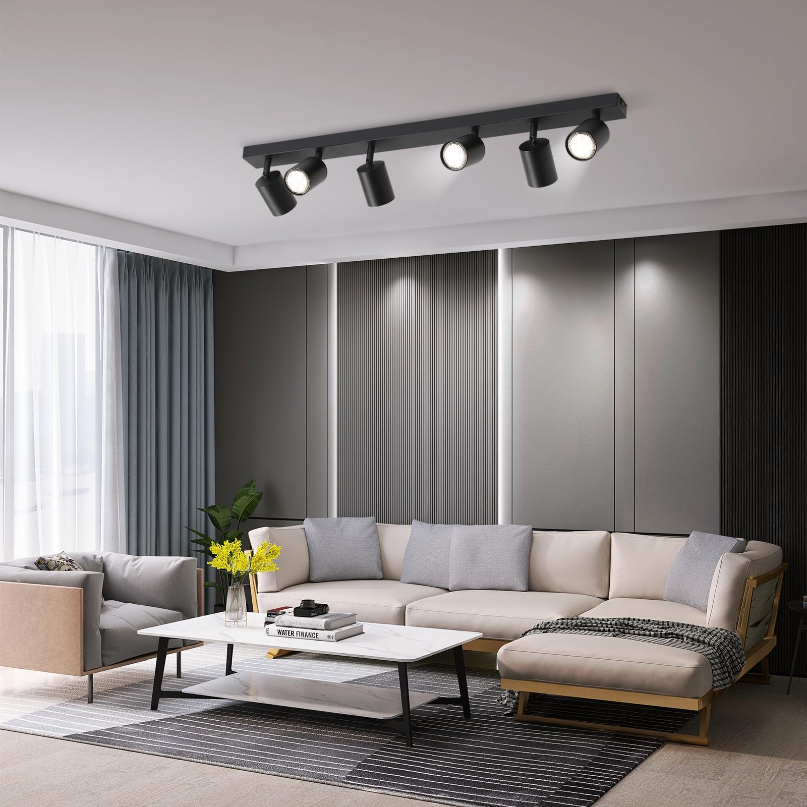 Homefire LED Deckenstrahler 6 Flammig GU10 Schwarz 350° Schwenkbar Deckenleuchte Innen