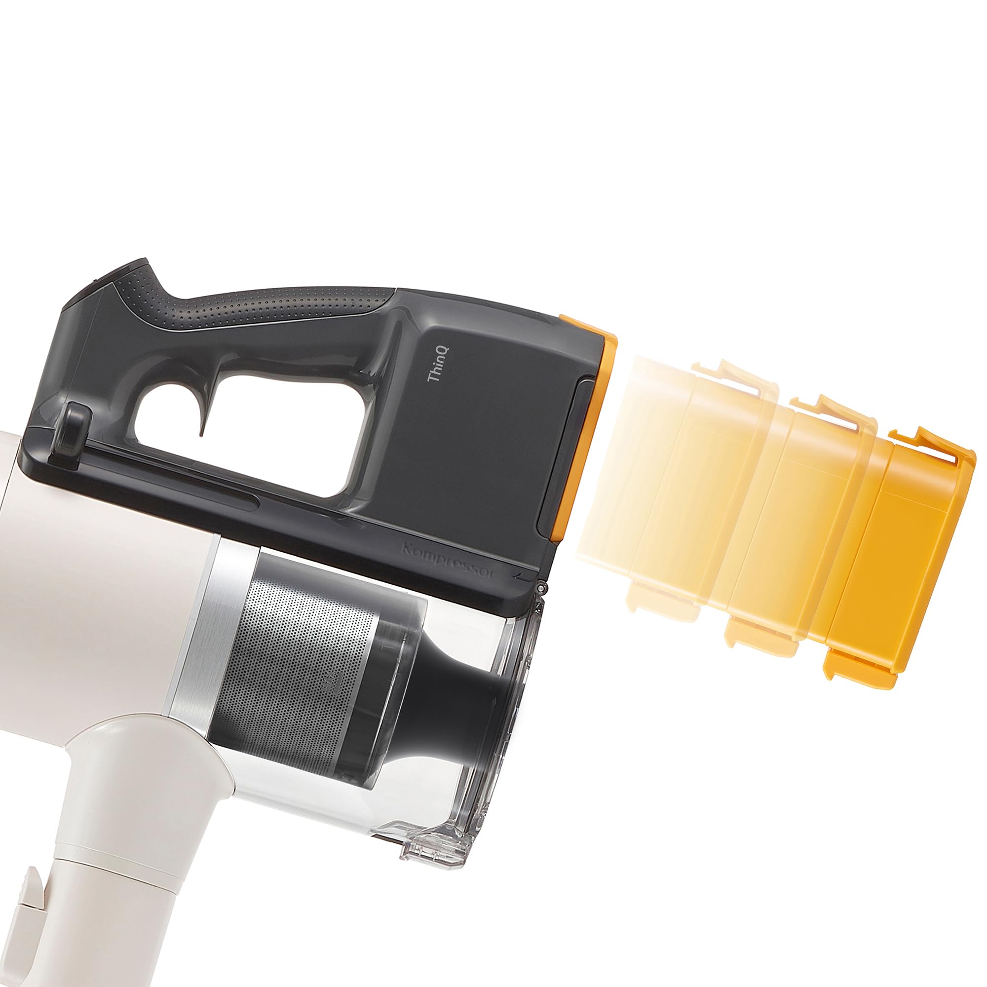 LG A9K-LITE1C - Aspirador Escoba, Kompressor 220W succión, con Sistema de compresión de Polvo, Cepillo con luz LED, Beige