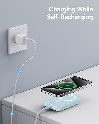 Miniatura 3 de Baseus Cargador portátil inalámbrico, banco de energía magnético de 10000 mAh con cable tipo C de 20 W PD de carga rápida Mag-Safe para iPhone 1515