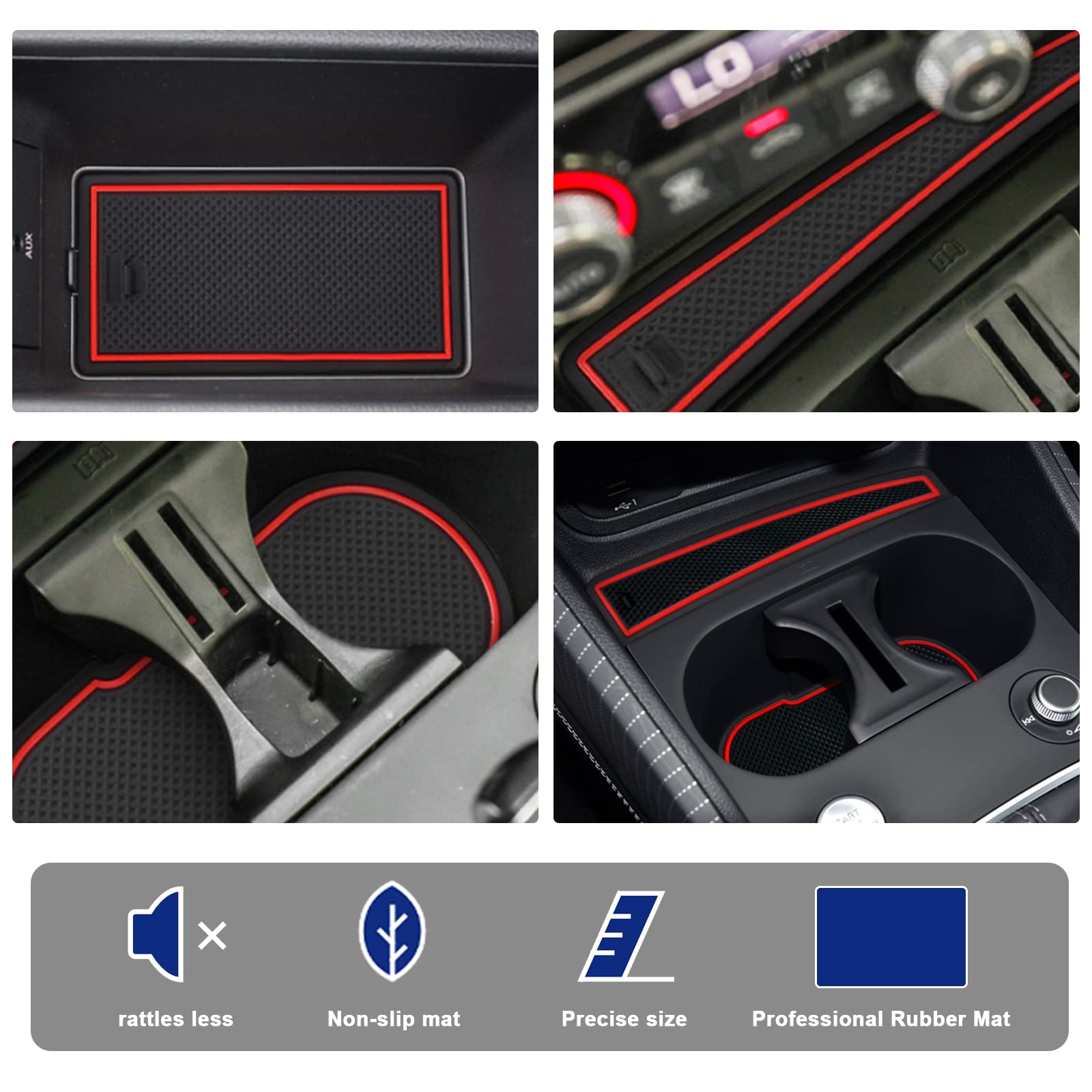 SHAOHAO Pour Audi Q2 2017 2018 2019 2020 2021 2022 2023 Anti-poussière Anti-dérapant Tapis Pour Intérieur Porte, Coupe, Accoudoir Stockage Boîte Blanc 11 Pièces