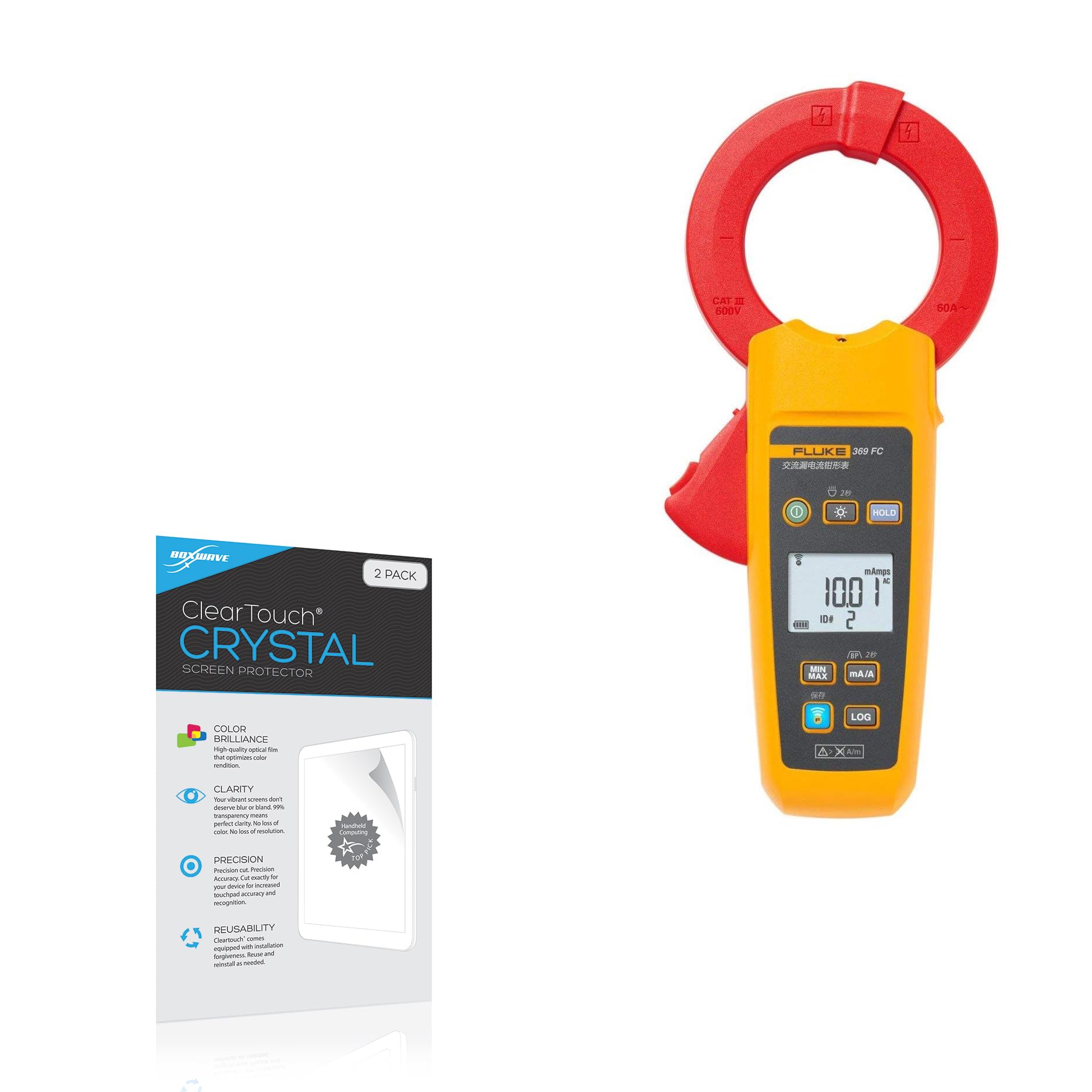 BoxWave Screen Protector Compatible with Fluke 369 FC - ClearTouch Crystal (2-Pack), HD Film Skin - Shields from Scratches