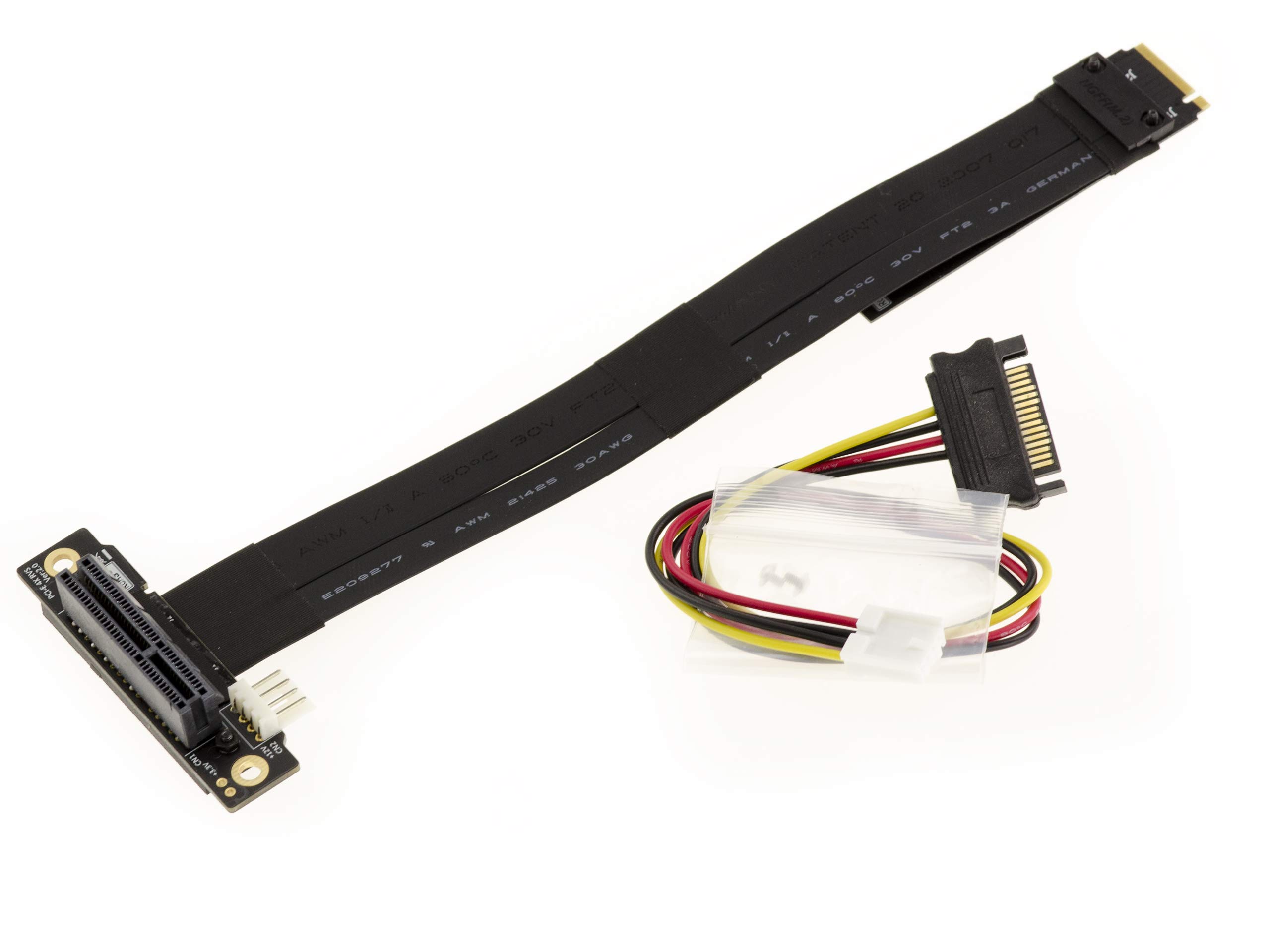 KALEA-INFORMATIQUE Przedłużenie adaptera riser dla gniazda M2 PCIe NVMe M Key do PCIe x4 Female. Długość 20 cm