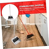 Vista 2 de Recogedor de pie de acero inoxidable con mango resistente, cacerola de metal para interiores y exteriores, pala de chimenea
