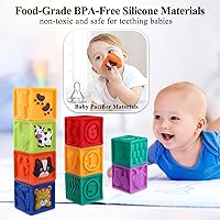 Vista 4 de Kingtree Bloques para bebés, 9 piezas de bloques de construcción suaves para bebés de más de 6 meses, juego de bloques educativos de dentición