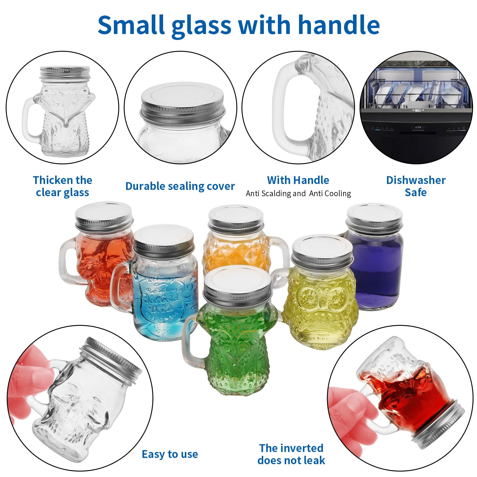 Mini Mason Jar Mugs - 6 Pack for Drinks & Crafts -3