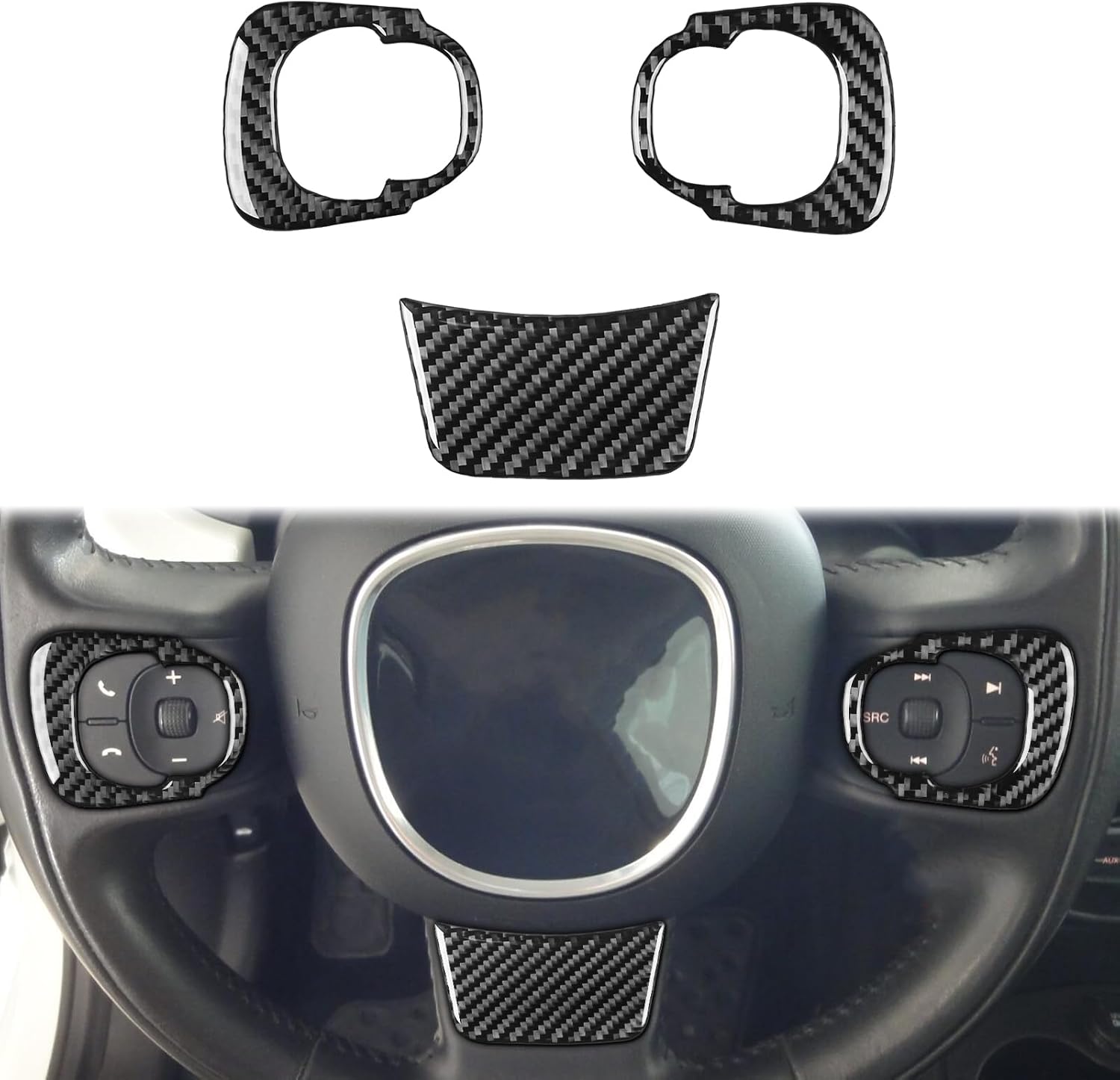 Car Carbon Fiber Accessories Central Control Kit 10pcs Protective Cover Sticker Anti-Scratch Compatible with Fiat 500L 2014 2015 2016 2017