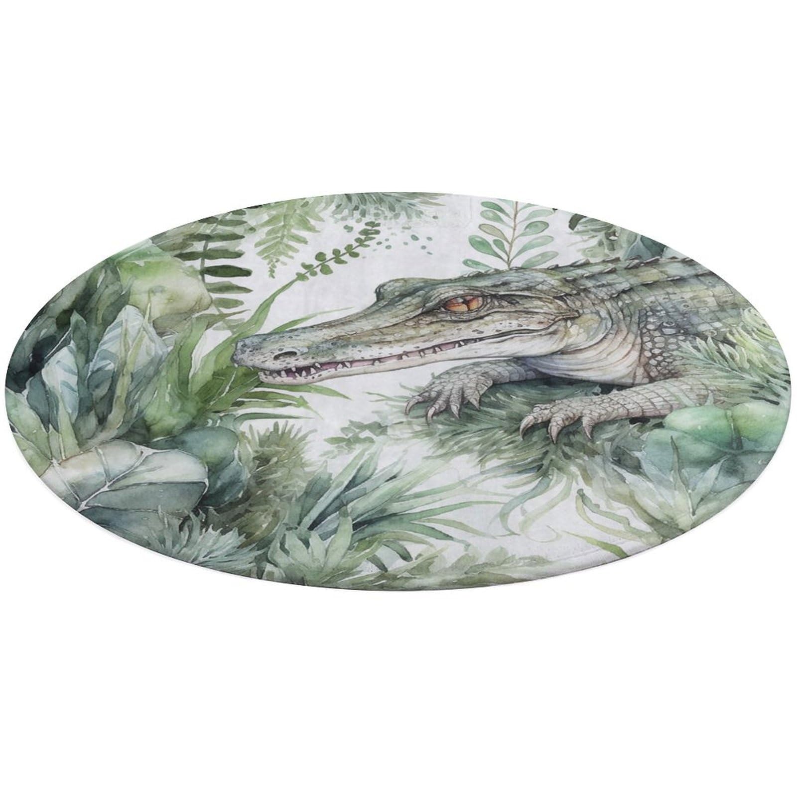 Tapis rond doux crocodile vert chambre salon tapis absorbant 60cm