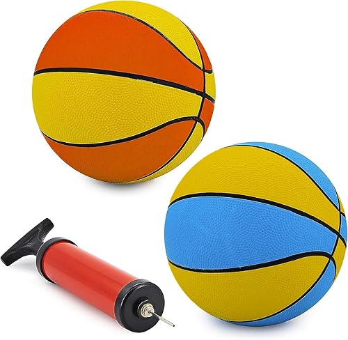 Srenta Mini Basketball 7 Inch Rubber Junior Balls, Assorted Colors Kids Basketballs for Beginners, Mini Basketballs for Mini Hoops, Great for Indoor