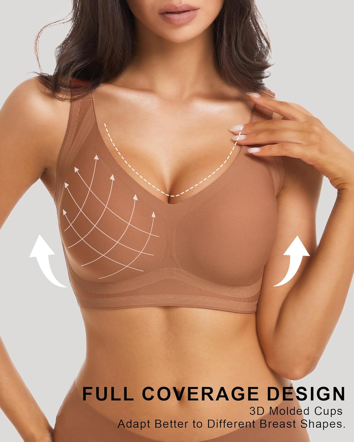 Wireless Bras for Women Full Coverage Supportive Push Up Bra Comfortable Seamless Yoga Friendly Fits 34C-40DD - Image 5