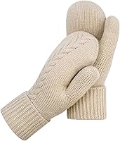 HOPSOOKEN Women's Winter Mittens: Warm Thermal Fleece Thick Knit Wool Blend Snow Gloves for Cold Weather Gifts