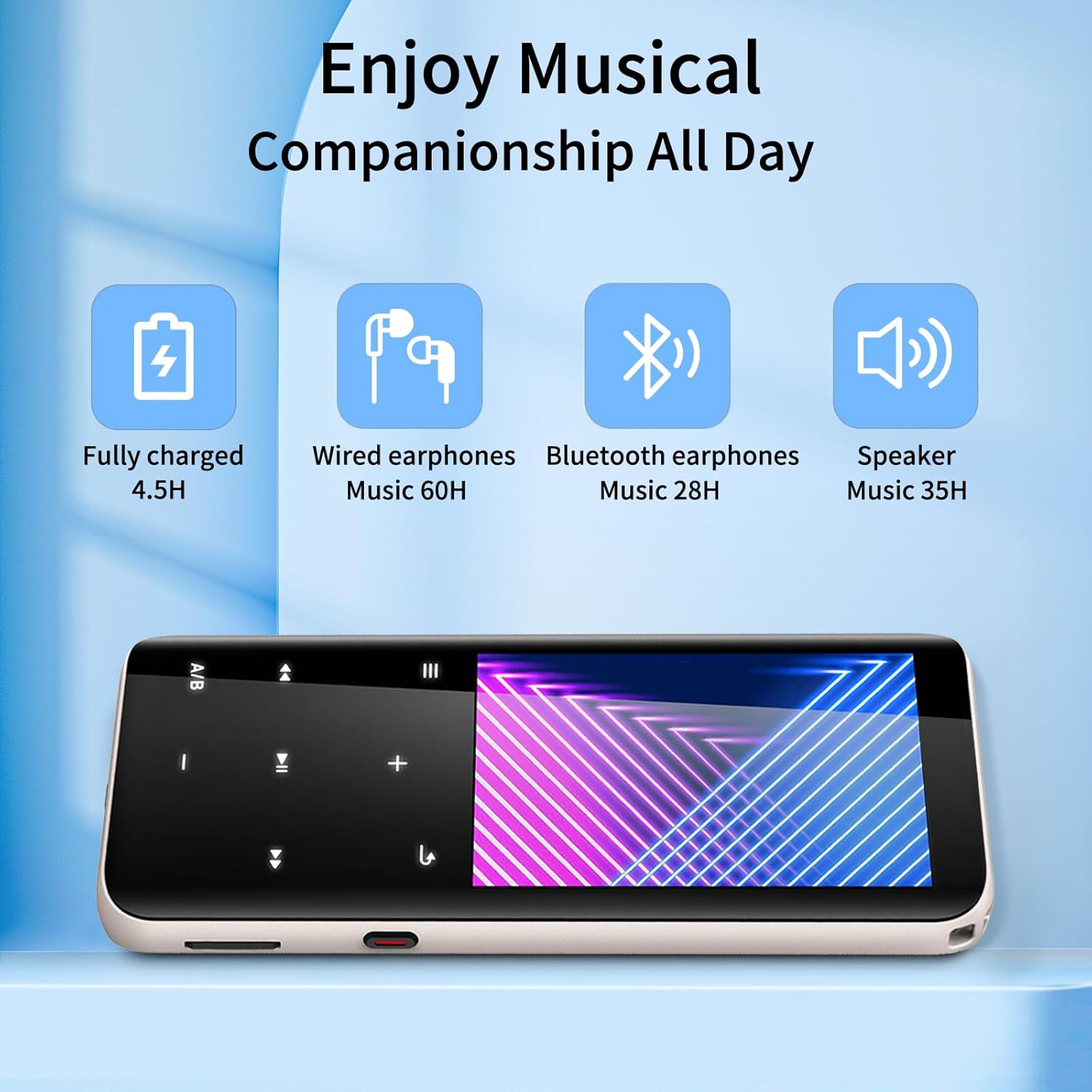 96GB MP3 Players, Music Player with Bluetooth 5.2, Volorful HiFi MP3 Digital Audio Players with HD Speaker, Mini Portable MP3 Player for Kids, Hiking, Traveling, Sports, FM Radio, Recorder (96GB)