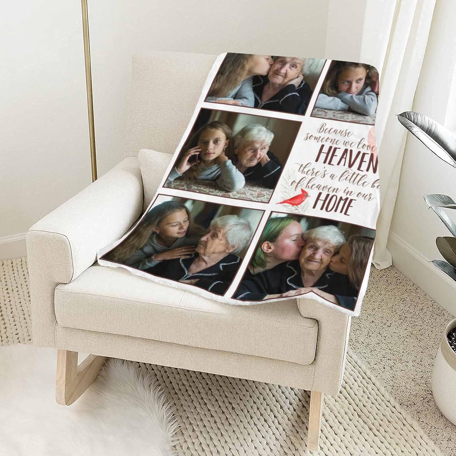 Artsadd Customized Memorial Blanket with Photo, Someone in Heaven Throw Blanket for Loved Ones Lost Funeral Sympathy Gifts Personalized in Loving Memory Mom Dad Picture Bed Blanket 40x50