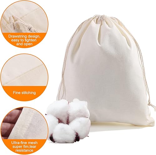 Vista 3 de AUCIWLK 50 bolsas de muselina de algodón con cordón, bolsa de bolsita para suministros para el hogar, bolsas de tela..