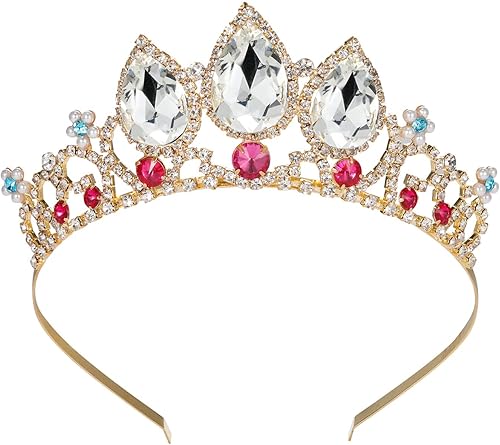 SWEETV Tiaras de princesa para niñas pequeñas, diadema de corona, cumpleaños, boda, Halloween, cosplay, accesorios para el cabello
