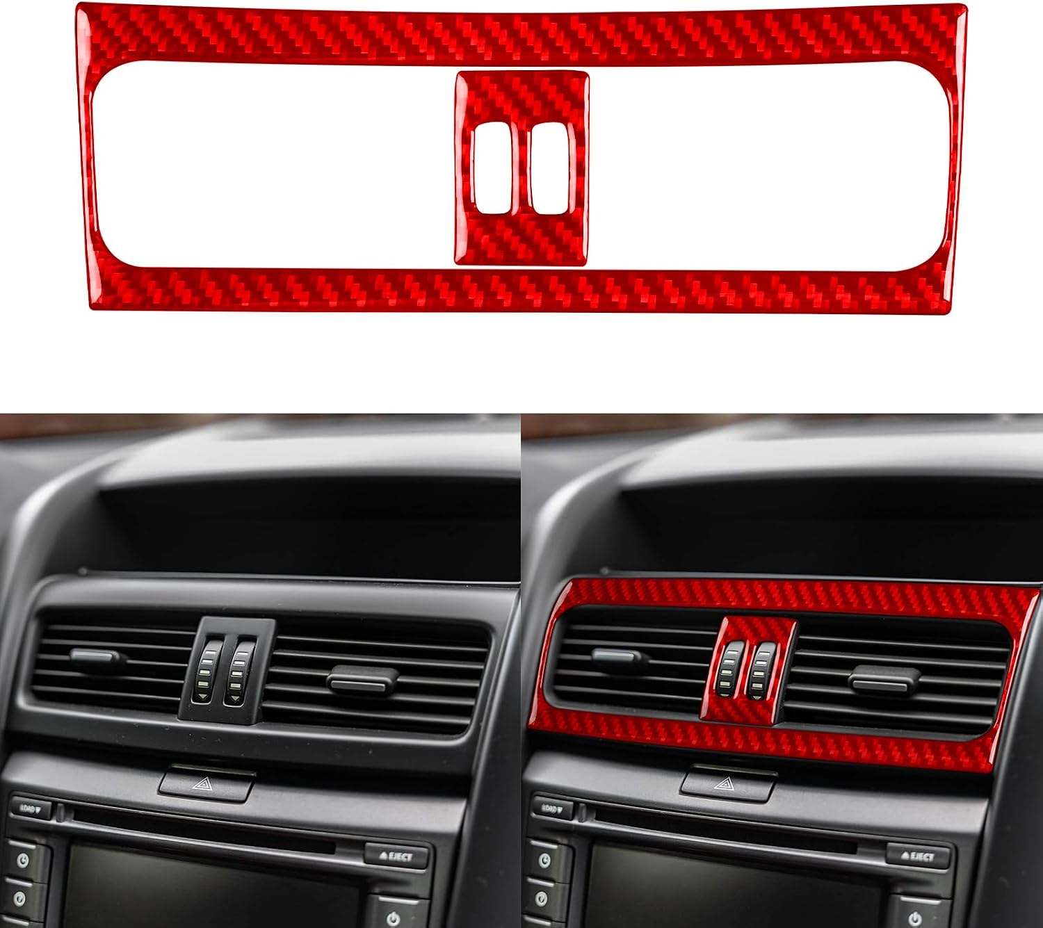 Red Soft Carbon Fiber Car Center A/C Air Vent Decor Kit Cover Sticker Interior Trim Compatible with Pontiac G8 2008 2009/Holden Commodore 2006 2007 2008 2009 2010 2011 2012 2pcs