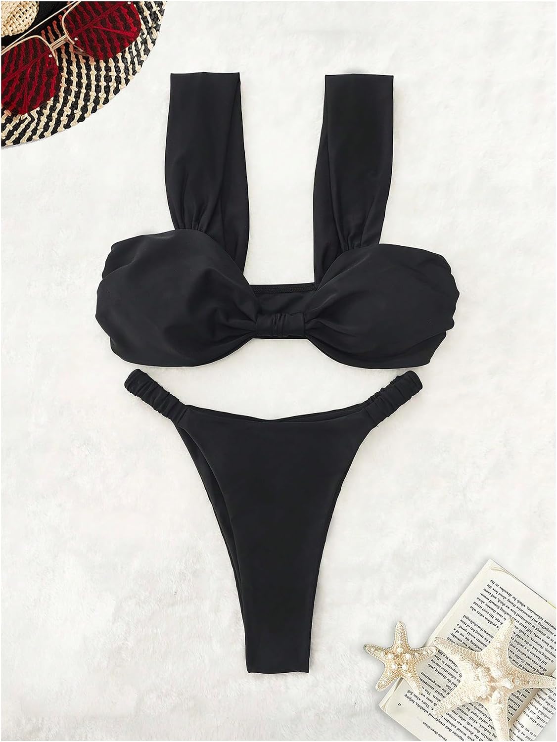 SOLY HUX Women's Swimsuits Two Piece Bikini Set Beach Vacation Outfits High Cut Bathing Suit