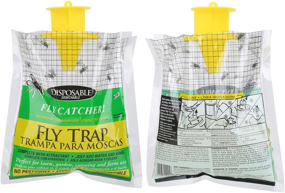 Disposable Fly Catcher, Non-Toxic Rescue Outdoor Fly Trap Bag Catches Up Flies, Just Add Water Hang : Amazon.co.uk: Garden & Outdoors
