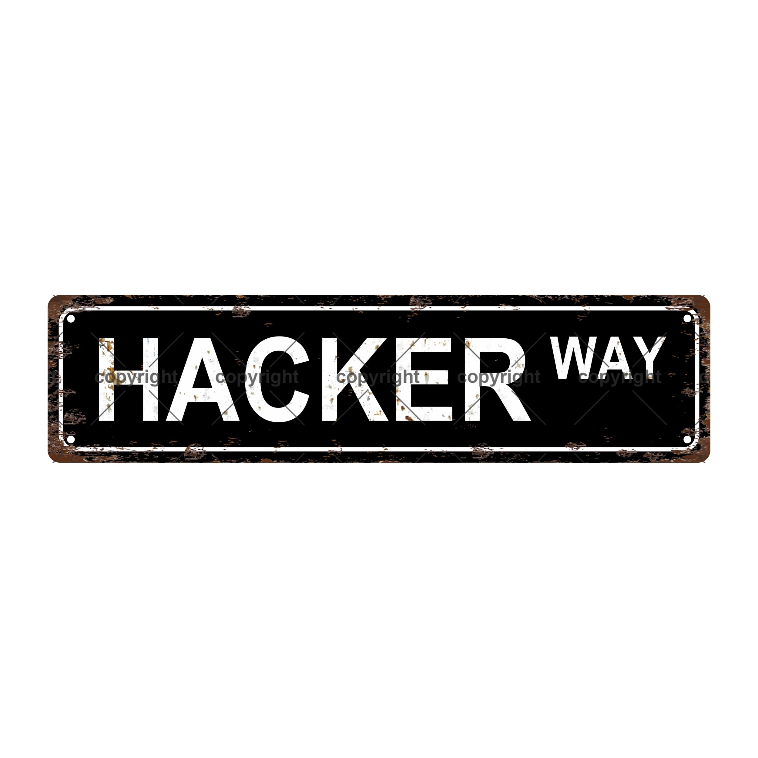 Hacker Way Occupation Metal Tin Street Sign Bar Cafe Garage Cave Home Room Wall Bathroom Farmhouse Garden Porch Patio Decor,4x16 Inch